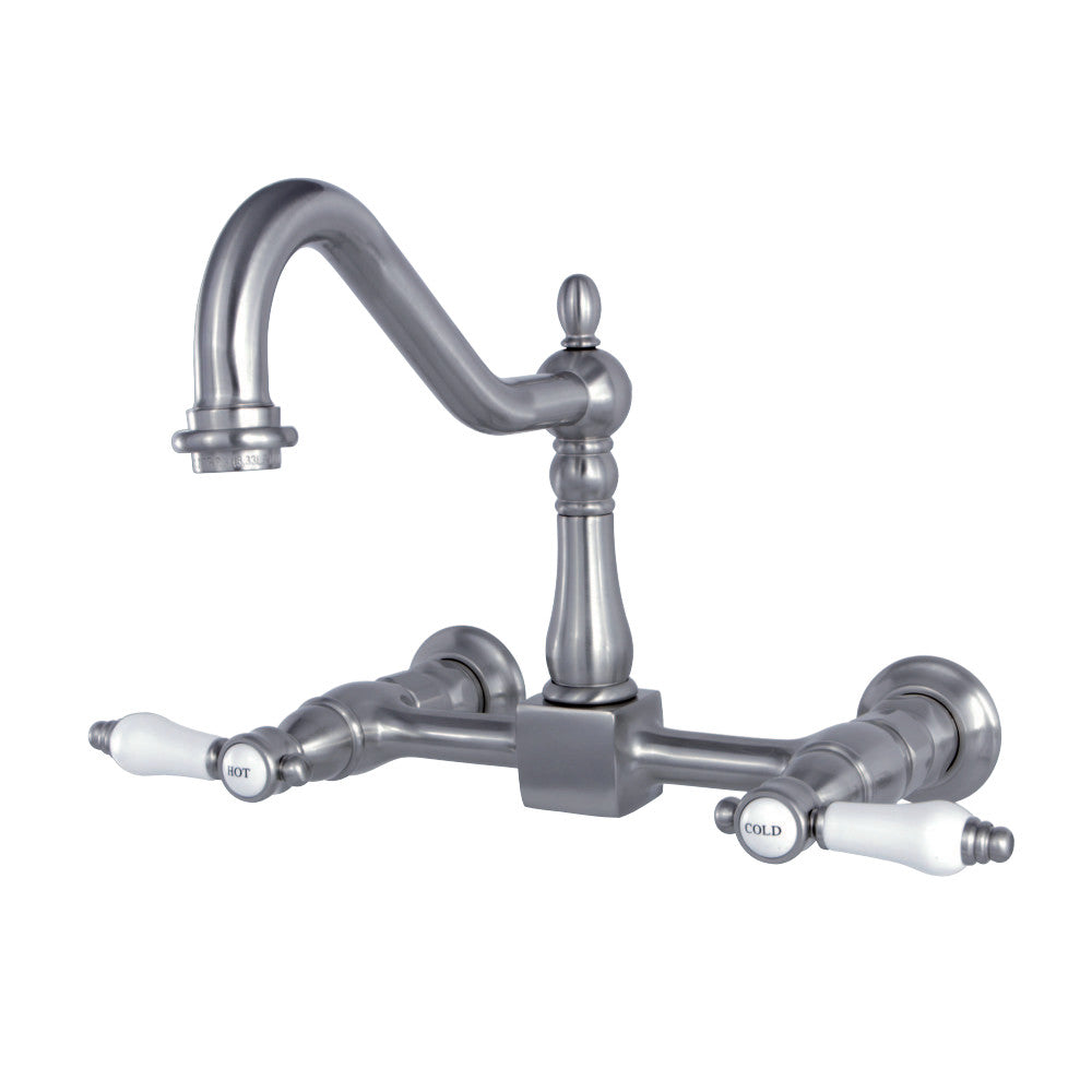 Kingston Brass KS1248BPL Bel-Air Wall Mount Bridge Kitchen Faucet, Brushed Nickel - BNGBath