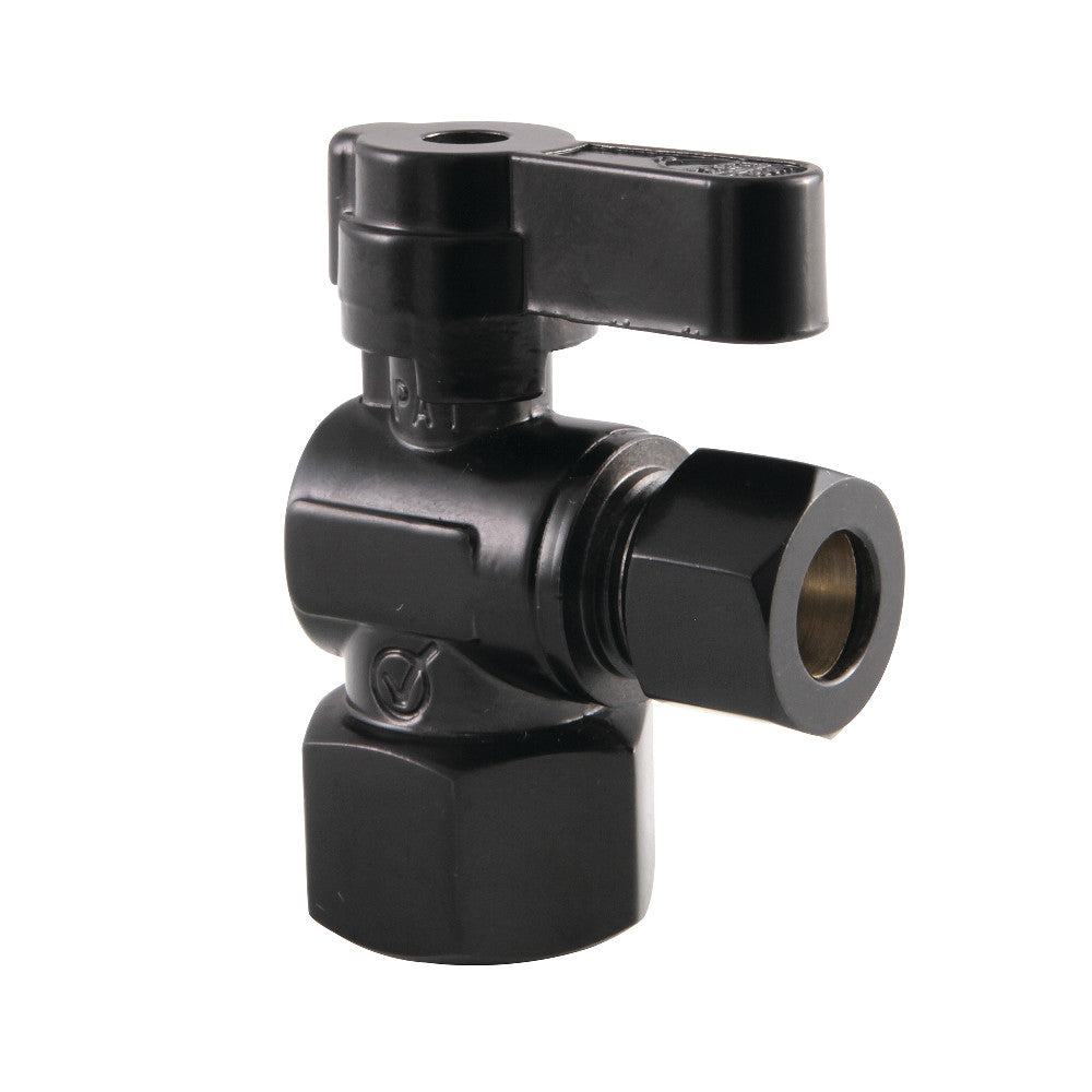 Kingston Brass KF4310MB 1/2" FIP x 3/8" OD Comp Angle Stop Valve, Matte Black - BNGBath