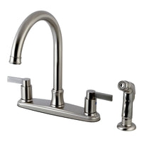 Thumbnail for Kingston Brass FB7798NDLSP NuvoFusion 8-Inch Centerset Kitchen Faucet with Sprayer, Brushed Nickel - BNGBath