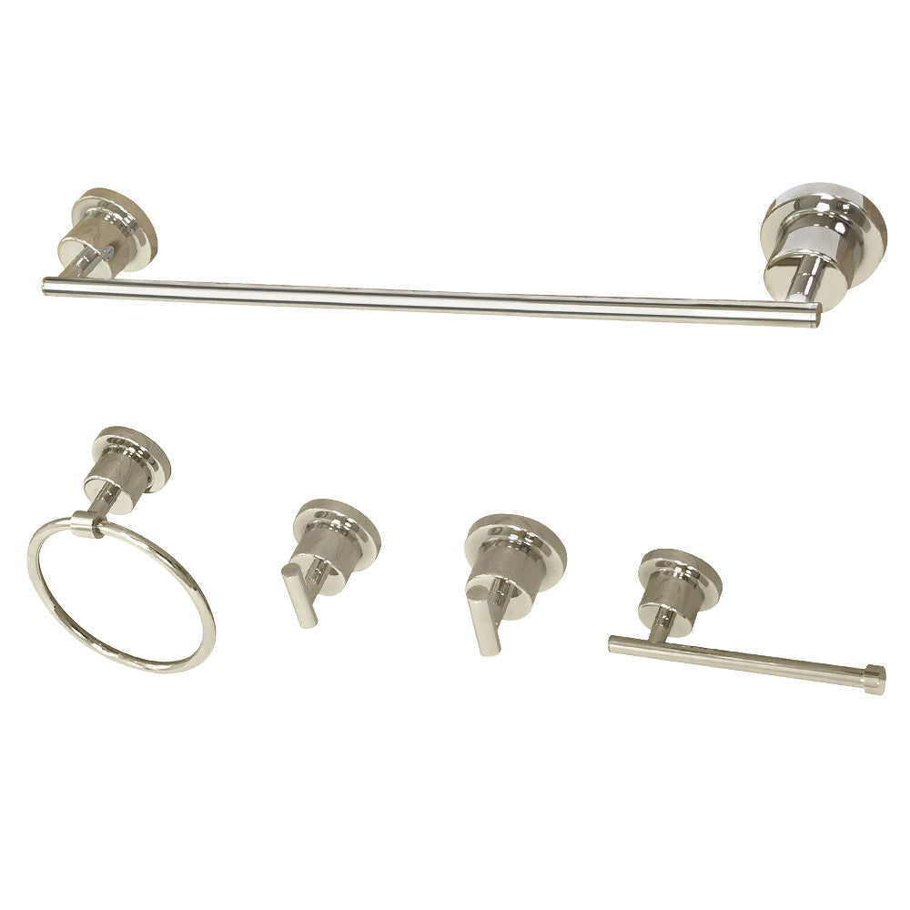 Kingston Brass BAH8212478PN Concord 5-Piece Bathroom Accessory Set, Polished Nickel - BNGBath