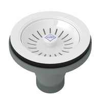 Thumbnail for Shaws Manual Basket Strainer with Logo Branded White Porcelain Pull Knob - BNGBath