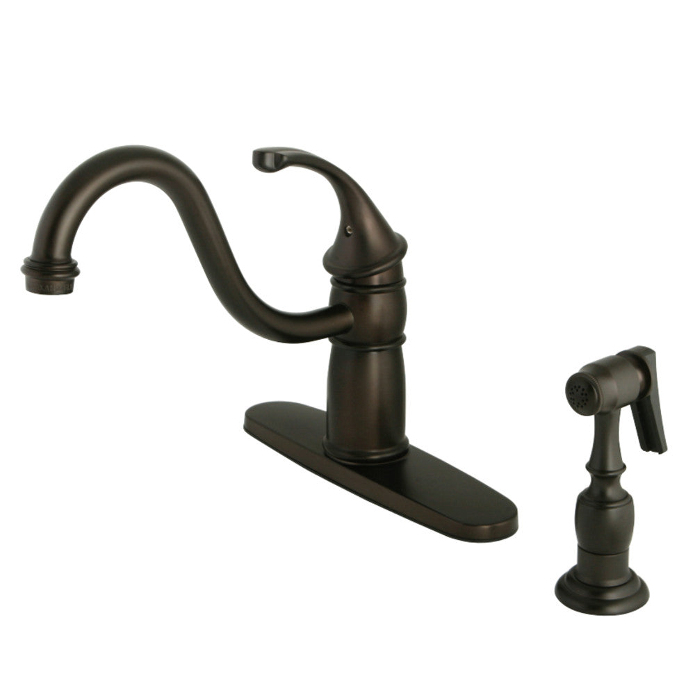 Kingston Brass KB1575GLBS Georgian 8" Centerset Kitchen Faucet with Brass Sprayer, Oil Rubbed Bronze - BNGBath