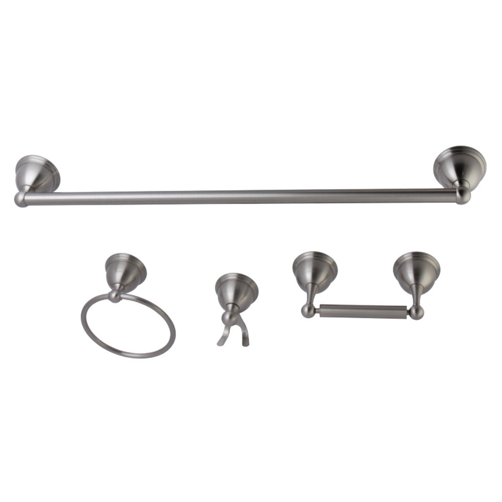 Kingston Brass BAK3961478SN Restoration 4-Piece Bathroom Hardware, Brushed Nickel - BNGBath