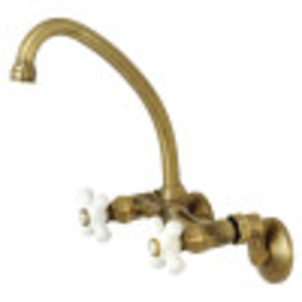 Kingston Brass KS614AB Kingston Two Handle Wall Mount Bathroom Faucet, Antique Brass - BNGBath