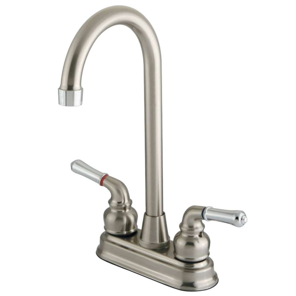 Kingston Brass GKB497 Magellan 4" Centerset Bar Faucet, Brushed Nickel/Polished Chrome - BNGBath