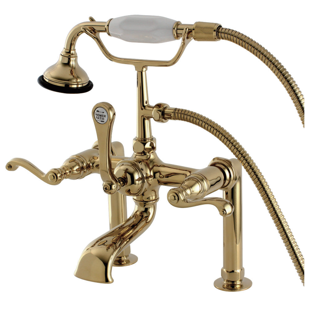 Aqua Vintage AE103T2FL Royale Deck Mount Clawfoot Tub Faucet, Polished Brass - BNGBath