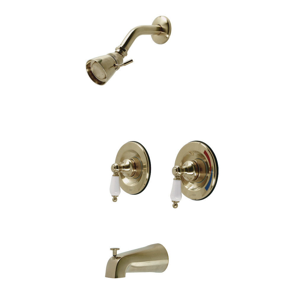 Kingston Brass KB667PL Vintage Tub and Shower Faucet, Brushed Brass - BNGBath