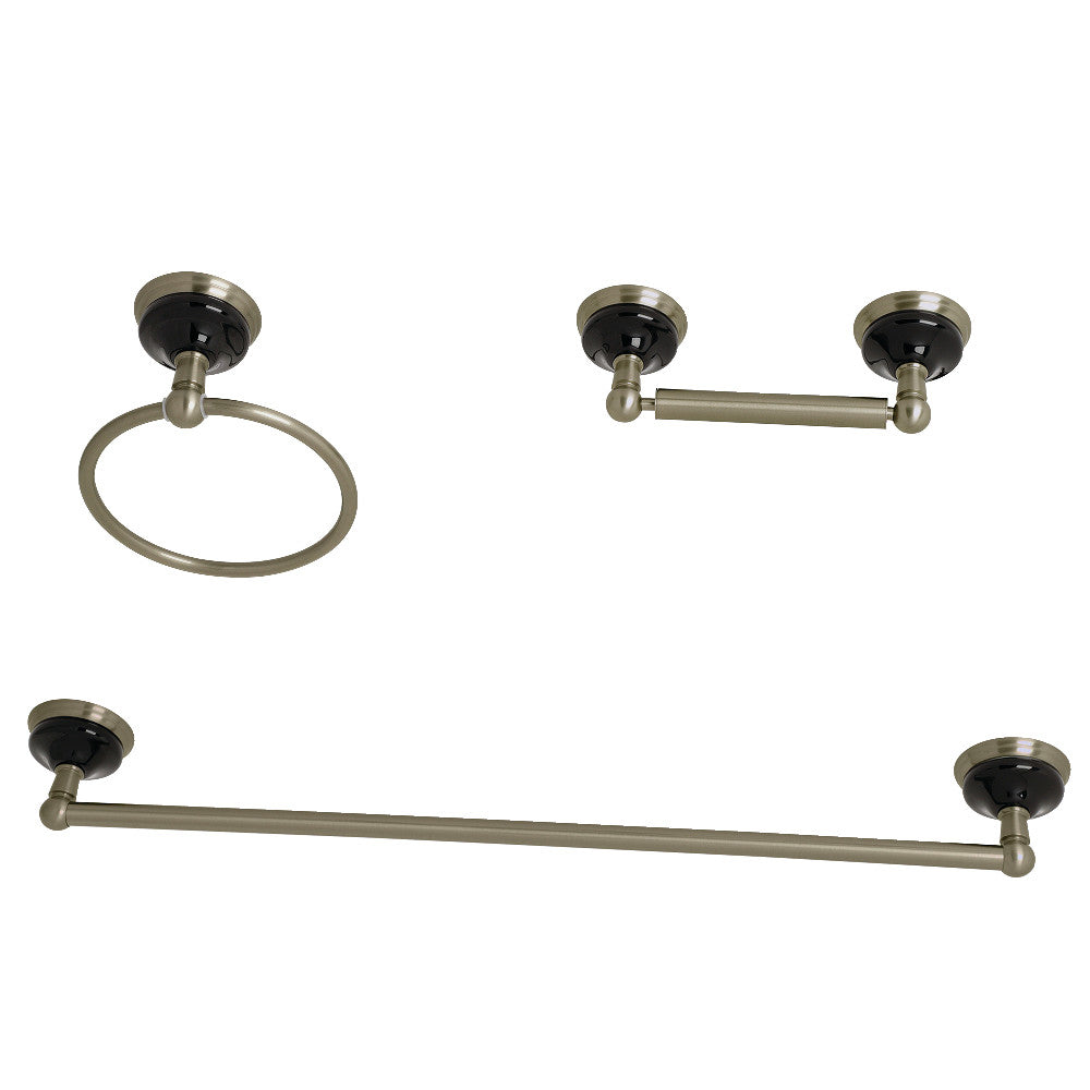 Kingston Brass BAK911148BN Water Onyx 3-Piece Bathroom Accessory Set, Brushed Nickel - BNGBath