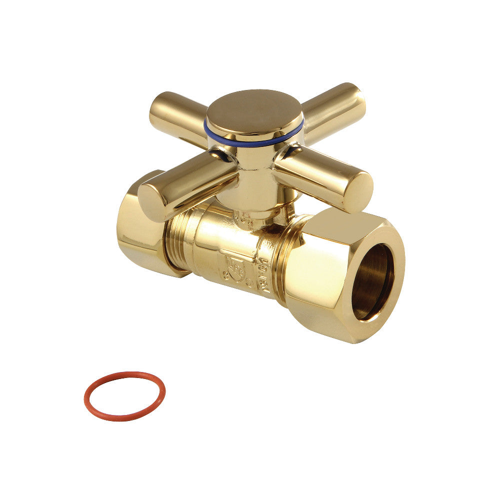 Kingston Brass CC44452DX Concord 5/8" IPS x 1/2" O.D. Comp Quarter Turn Straight Valve, Polished Brass - BNGBath