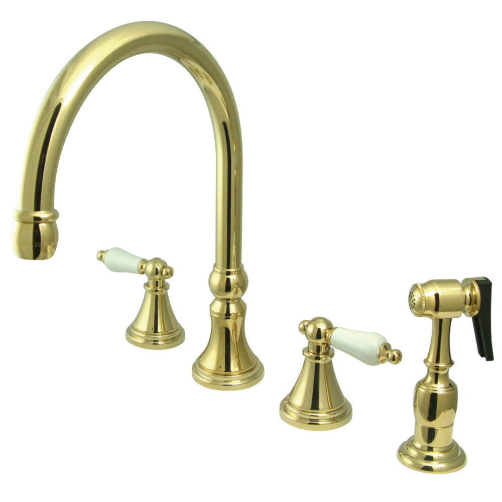 Kingston Brass KS2792PLBS Widespread Kitchen Faucet, Polished Brass - BNGBath