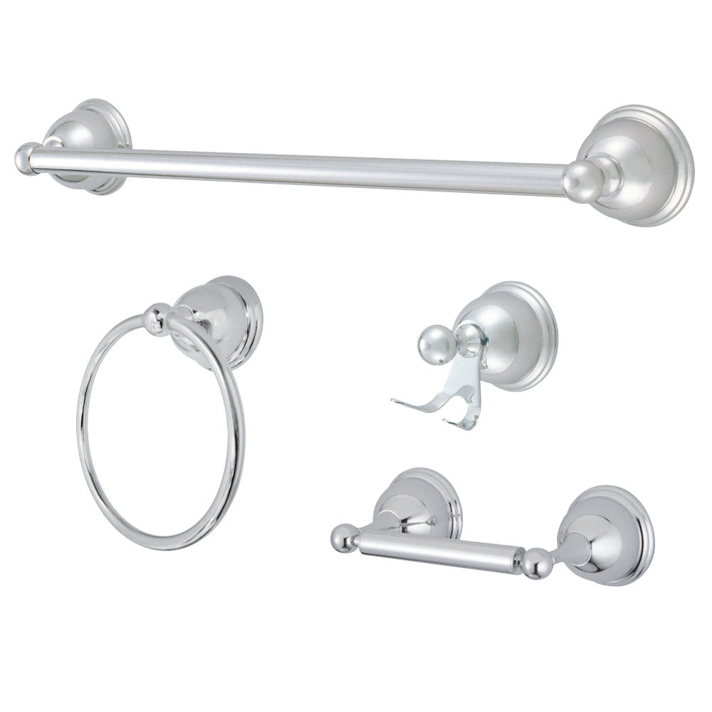 Kingston Brass BAK3962478C Restoration 4-Piece Bathroom Hardware, Polished Chrome - BNGBath