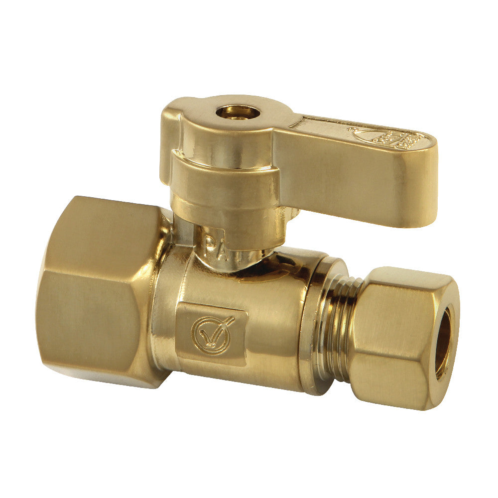 Kingston Brass KF4315BB 1/2" FIP X 3/8" OD Comp Straight Stop Valve, Brushed Brass - BNGBath