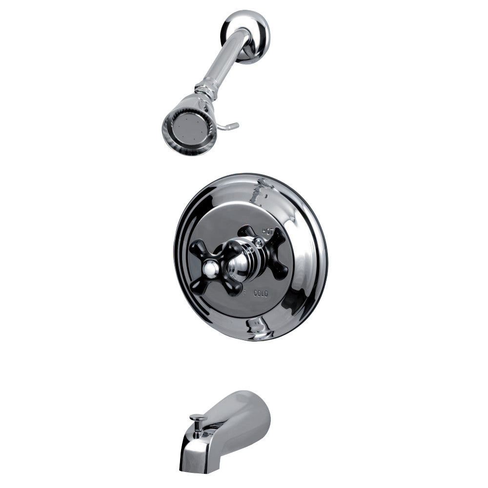 Kingston Brass KB3631PKX Duchess Tub and Shower Faucet with Cross Handle, Polished Chrome - BNGBath