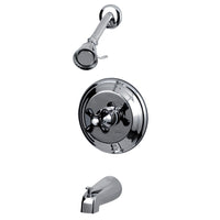 Thumbnail for Kingston Brass KB3631PKX Duchess Tub and Shower Faucet with Cross Handle, Polished Chrome - BNGBath