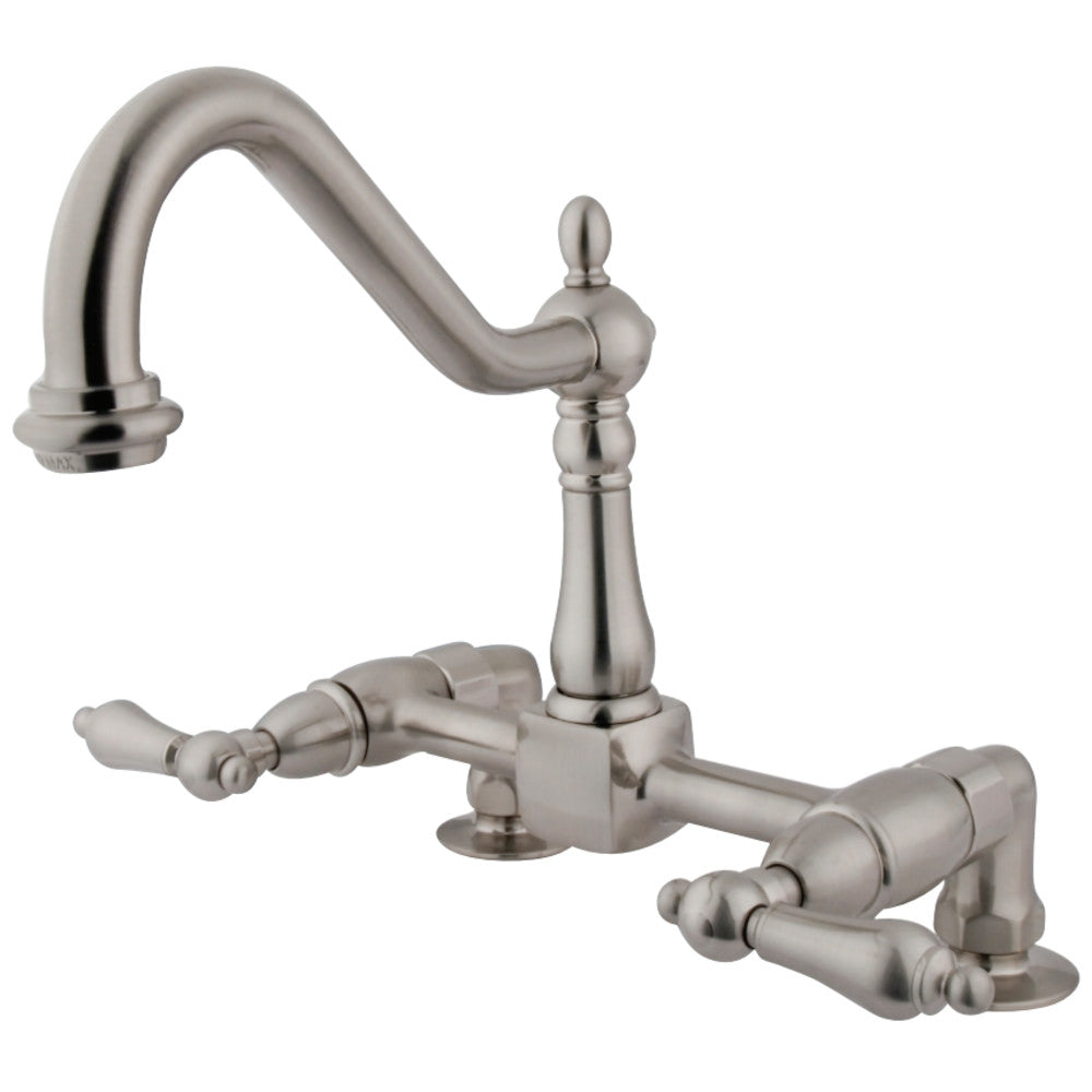 Kingston Brass KS1148AL Heritage Two-Handle Bridge Kitchen Faucet, Brushed Nickel - BNGBath