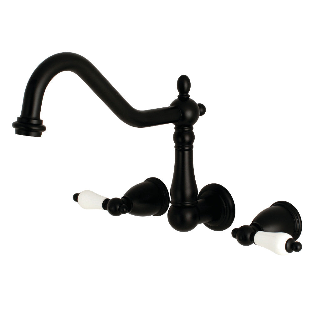 Kingston Brass KS1020PL Heritage Wall Mount Tub Faucet, Matte Black - BNGBath