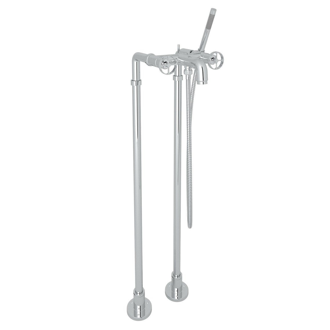 ROHL Campo Exposed Floor Mount Tub Filler with Handshower and Floor Pillar Legs or Supply Unions - BNGBath