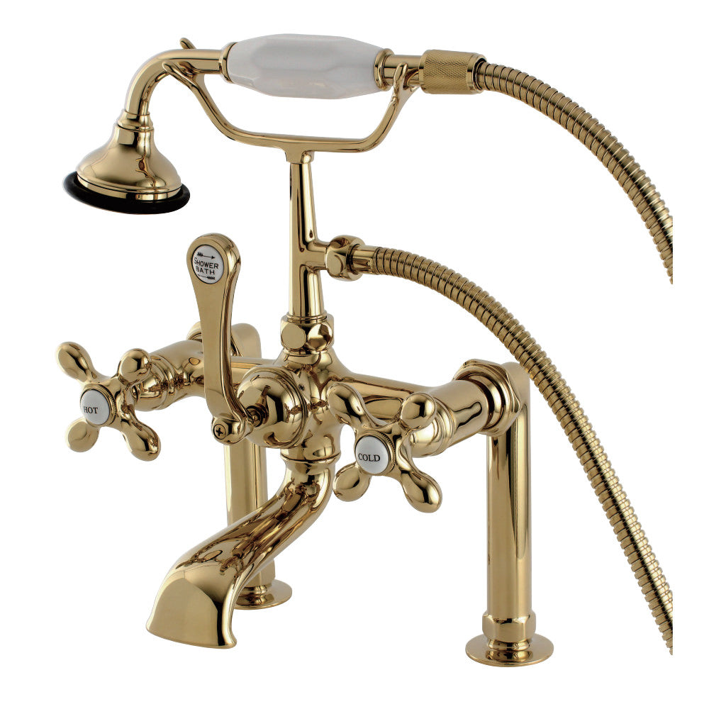 Kingston Brass AE109T2 Auqa Vintage Deck Mount Clawfoot Tub Faucet, Polished Brass - BNGBath