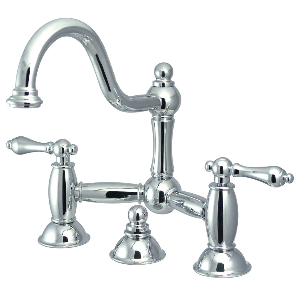 Kingston Brass KS3911AL Restoration Bathroom Bridge Faucet, Polished Chrome - BNGBath