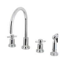 Thumbnail for Kingston Brass KS8721DXBS Concord 8-Inch Widespread Kitchen Faucet with Brass Sprayer, Polished Chrome - BNGBath