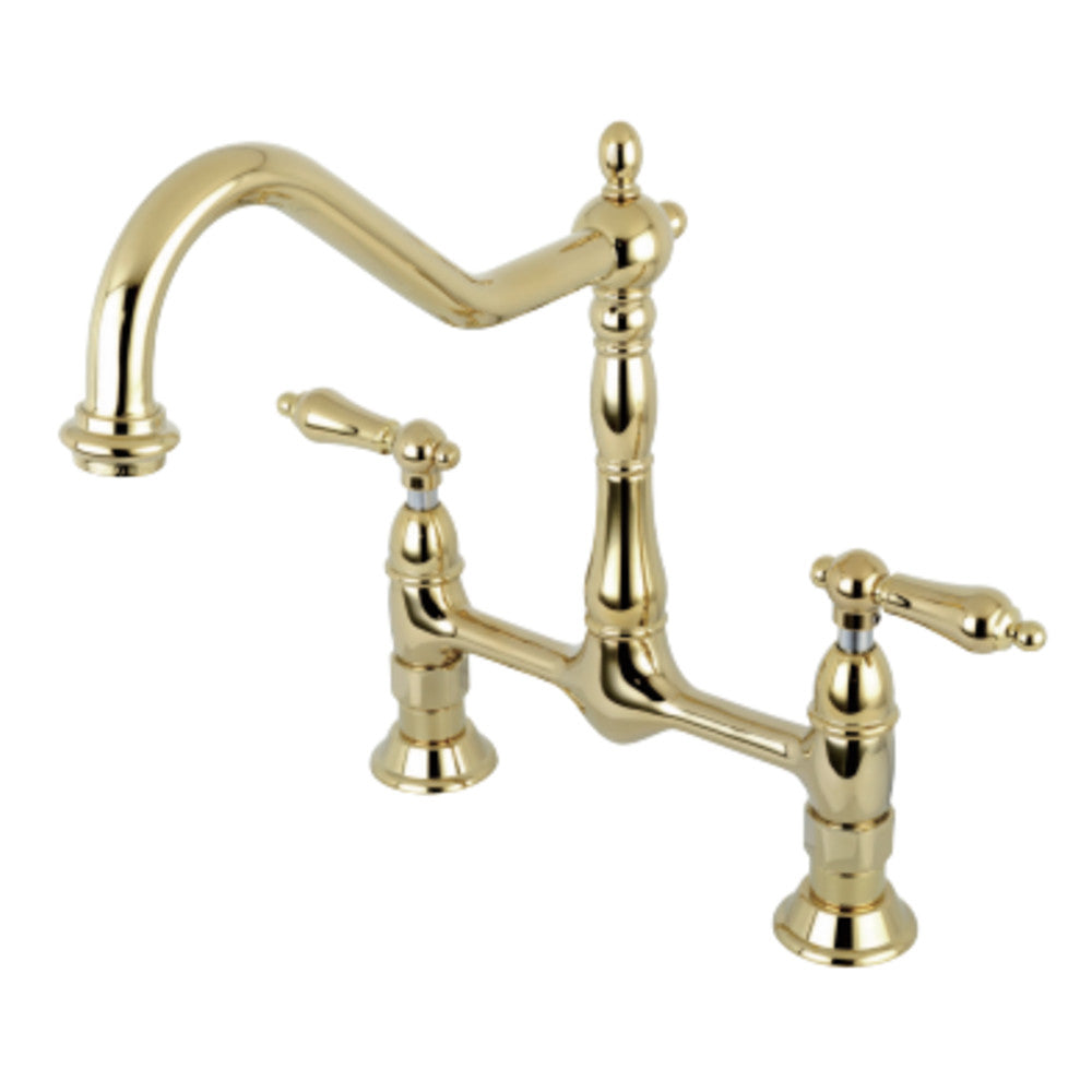 Kingston Brass KS1172AL Heritage Bridge Kitchen Faucet, Polished Brass - BNGBath