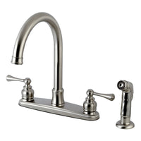 Thumbnail for Kingston Brass FB7798BLSP Vintage 8-Inch Centerset Kitchen Faucet with Sprayer, Brushed Nickel - BNGBath