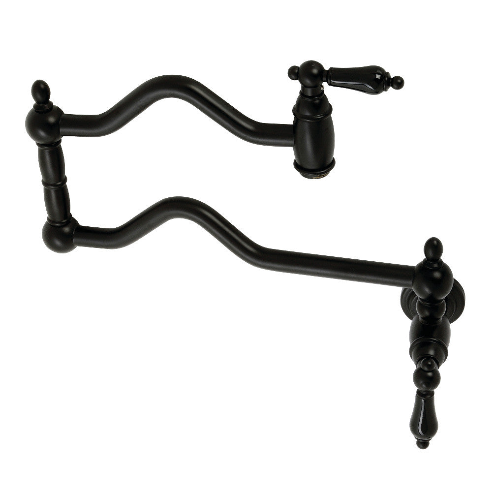 Kingston Brass KS2100PKL Duchess Wall Mount Pot Filler, Matte Black - BNGBath