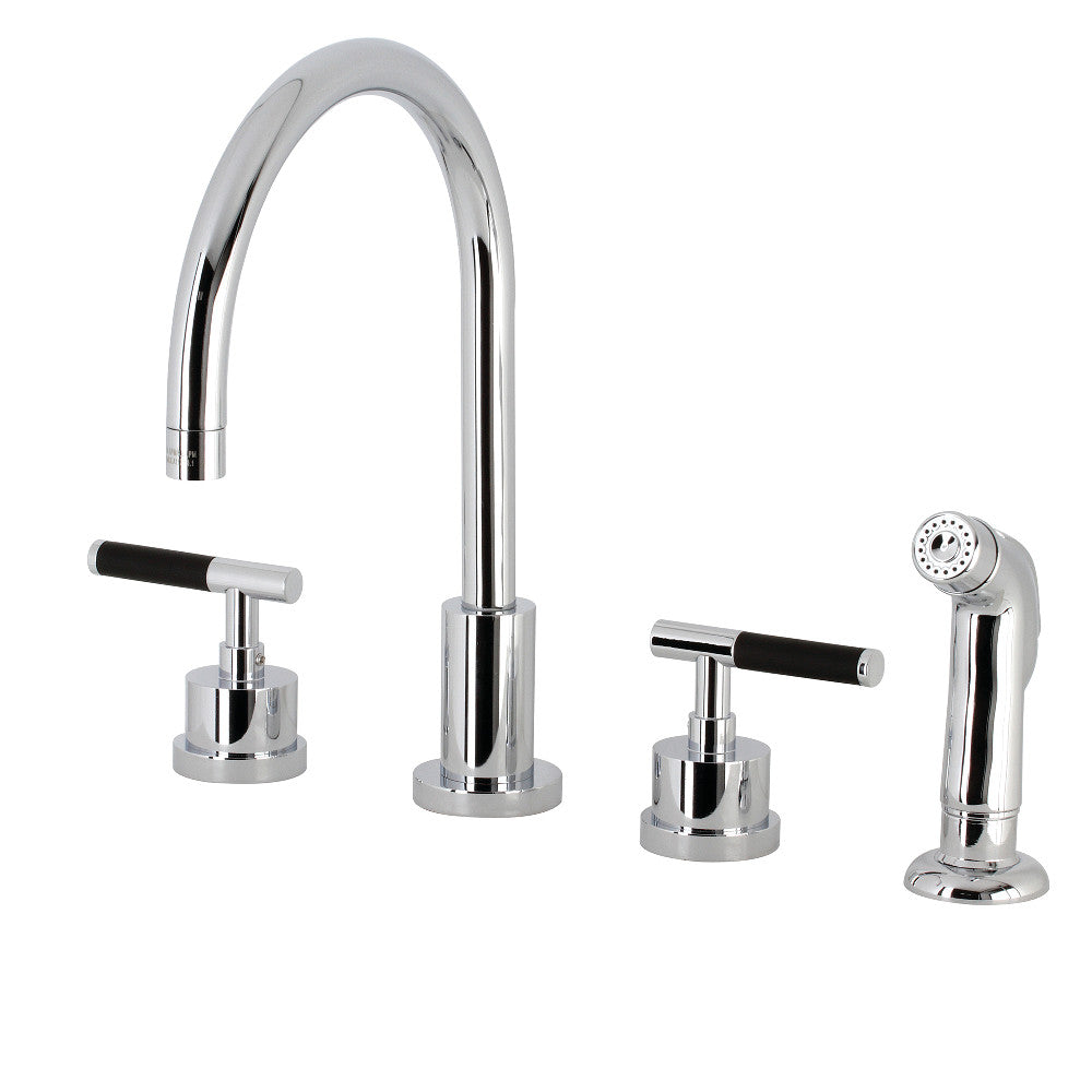 Kingston Brass KS8721CKL Kaiser Widespread Kitchen Faucet with Plastic Sprayer, Polished Chrome - BNGBath