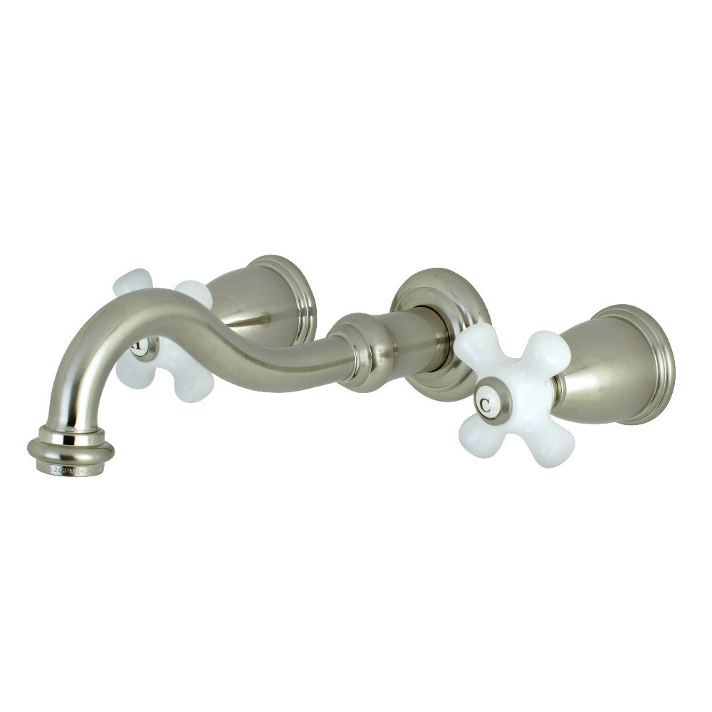 Kingston Brass KS3128PX Vintage 2-Handle Wall Mount Bathroom Faucet, Brushed Nickel - BNGBath