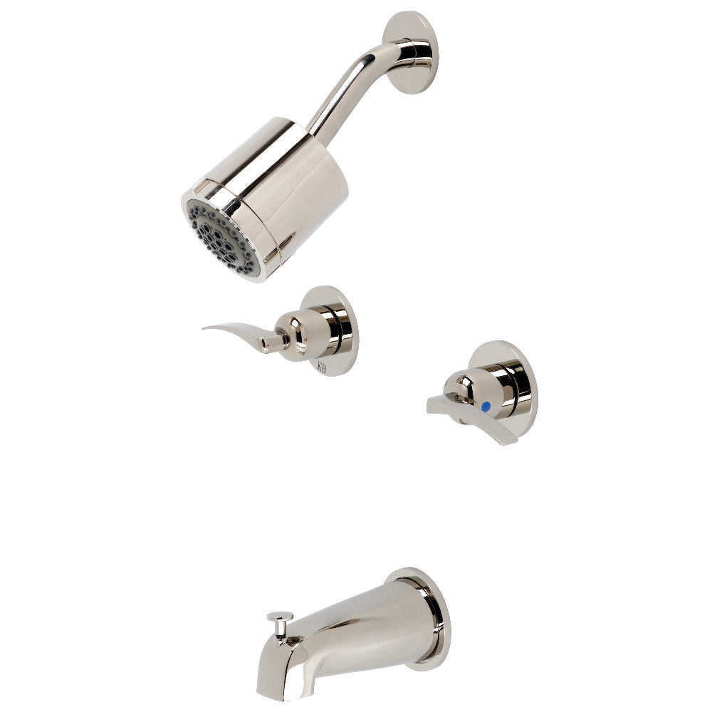 Kingston Brass KBX8146EFL Centurion Two-Handle Tub and Shower Faucet, Polished Nickel - BNGBath