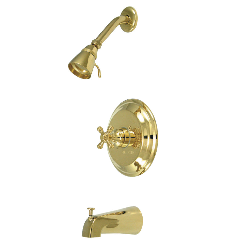 Kingston Brass GKB2632BX Water Saving Metropolitan Tub & Shower Faucet with Cross Handles, Polished Brass - BNGBath