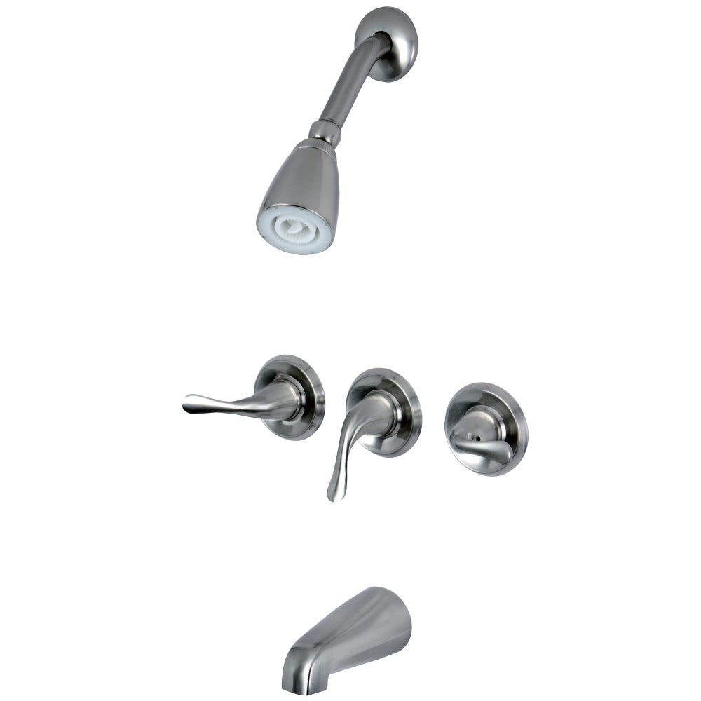 Kingston Brass KB2238YL Three Handle Tub Shower Faucet, Brushed Nickel - BNGBath