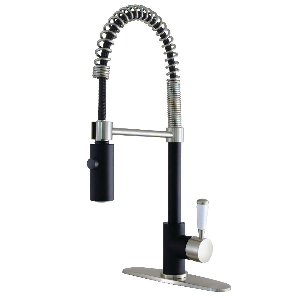 Gourmetier LS8779DPL Paris Single-Handle Pre-Rinse Kitchen Faucet, Matte Black/Brushed Nickel - BNGBath