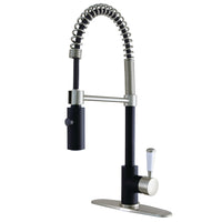 Thumbnail for Gourmetier LS8779DPL Paris Single-Handle Pre-Rinse Kitchen Faucet, Matte Black/Brushed Nickel - BNGBath