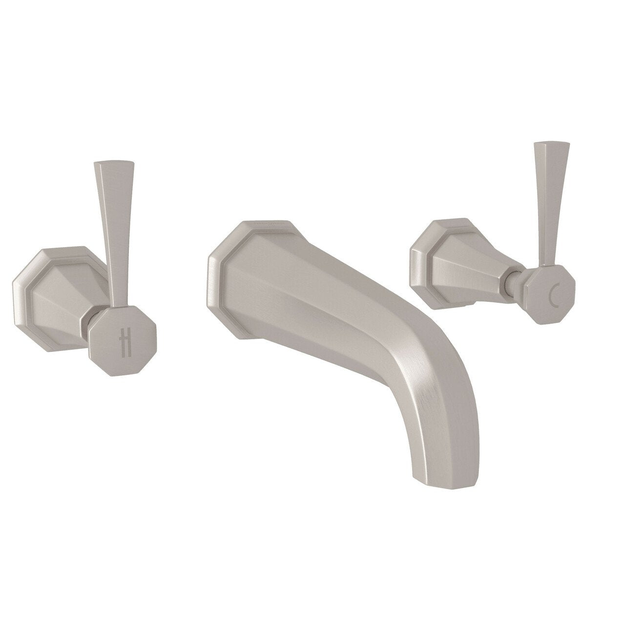 Perrin & Rowe Deco Wall Mount Widespread Bathroom Faucet - BNGBath