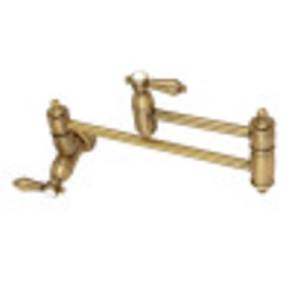 Kingston Brass KS3103BAL Heirloom Wall Mount Pot Filler Kitchen Faucet, Antique Brass - BNGBath