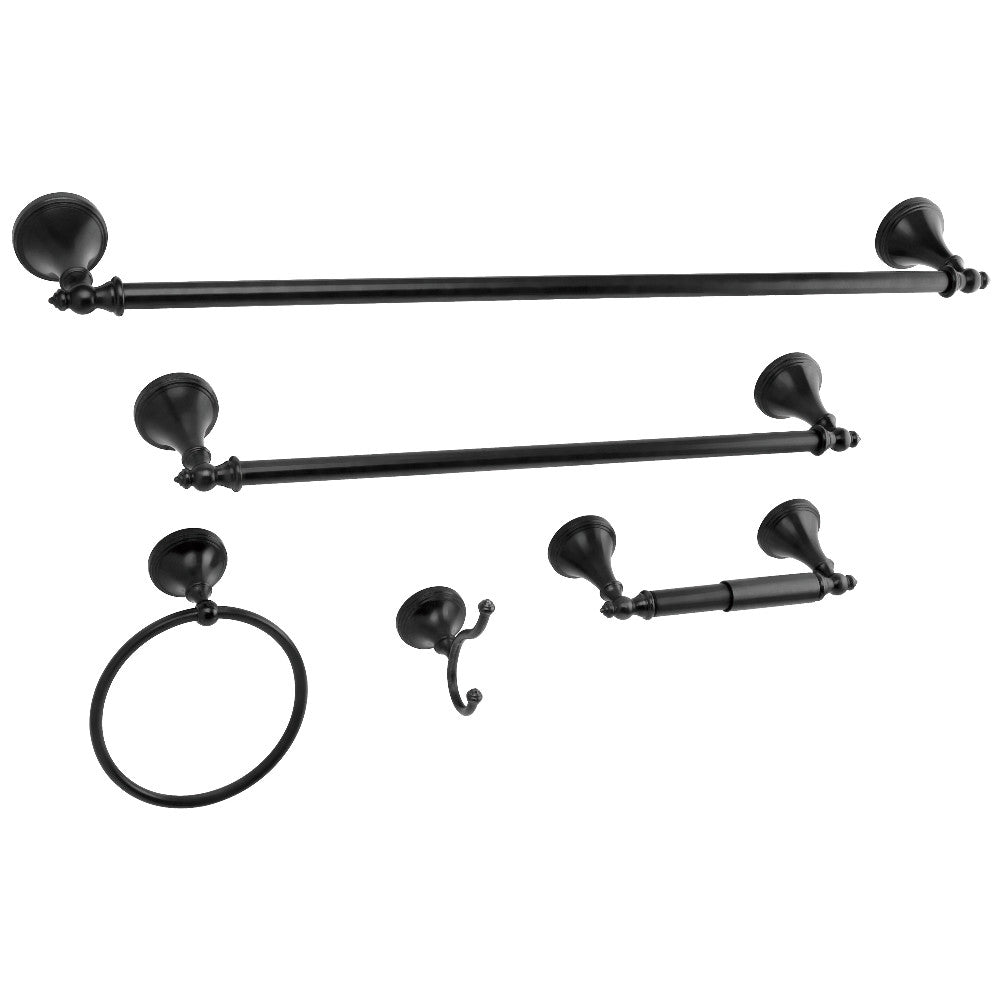 Kingston Brass BAHK1612478K Naples 5-Piece Bathroom Accessory Set, Black - BNGBath