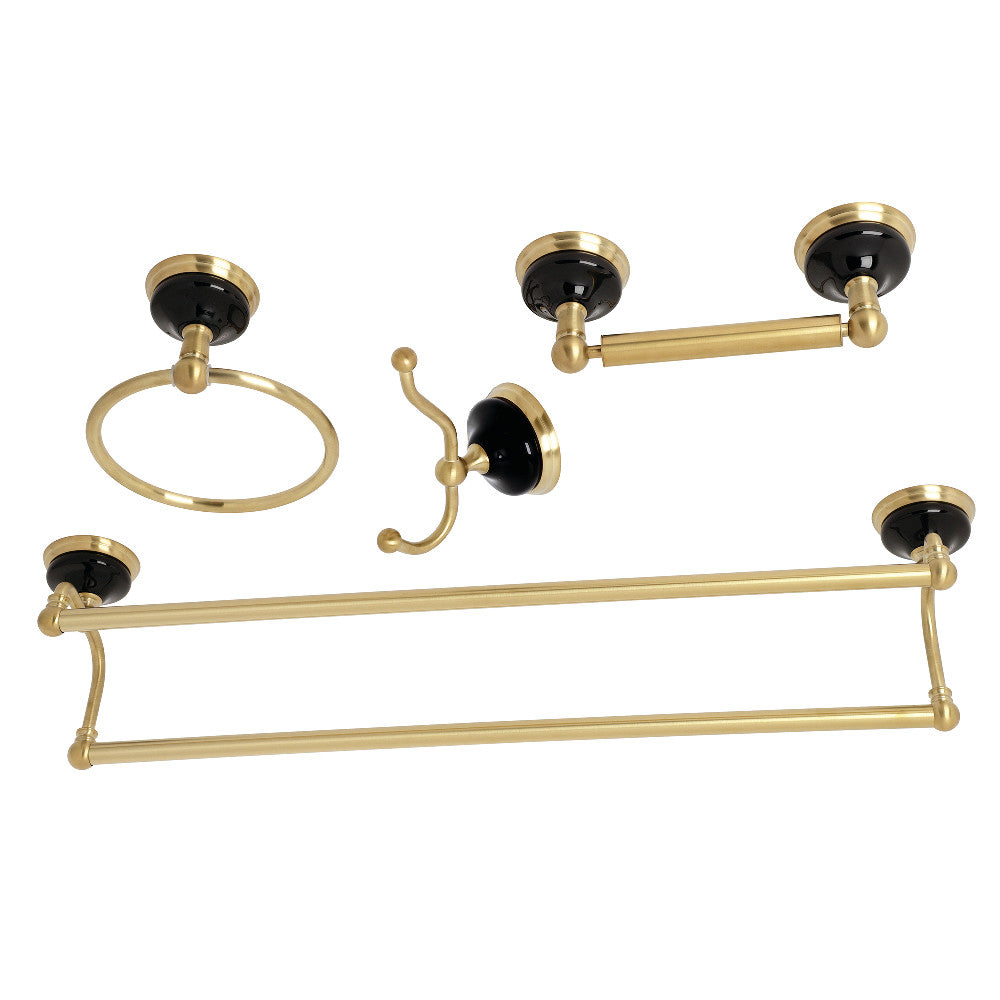 Kingston Brass BAK9113478BB Water Onyx 4-Piece Bathroom Accessory Set, Brushed Brass - BNGBath