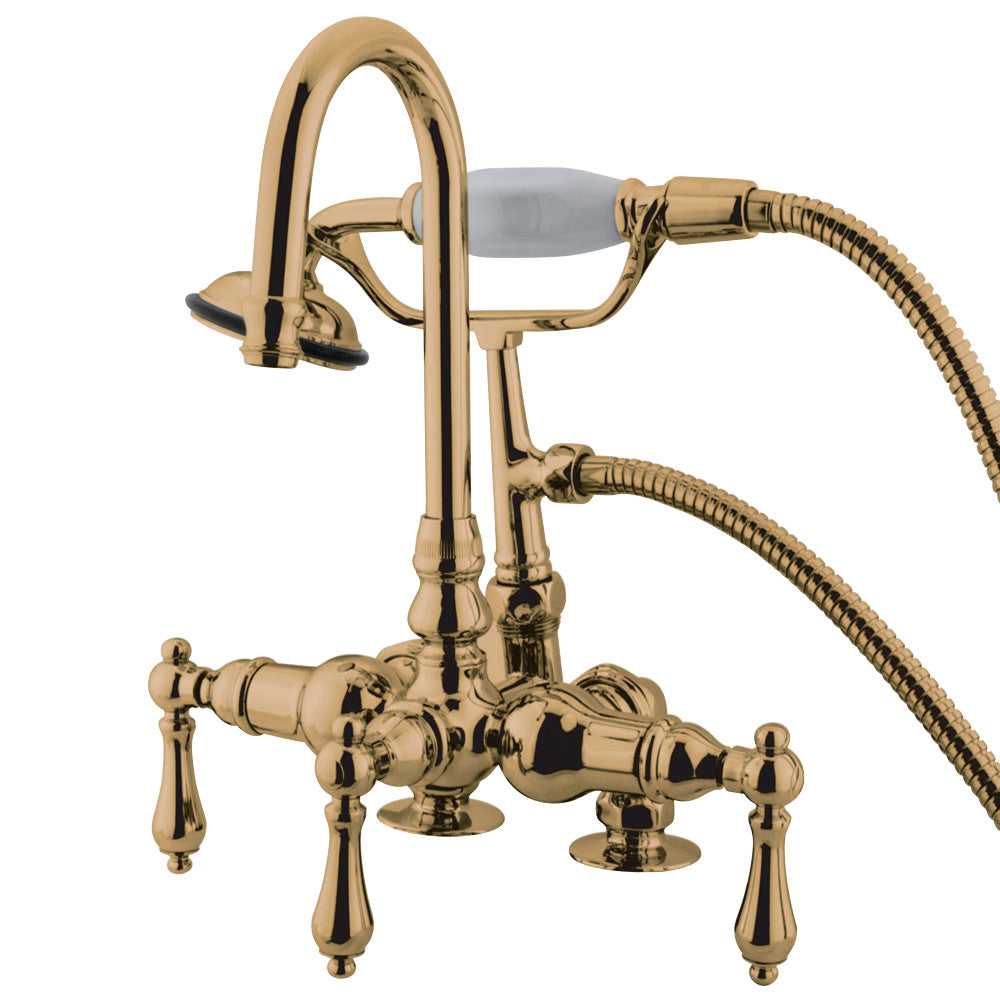 Kingston Brass CC13T2 Vintage 3-3/8-Inch Deck Mount Tub Faucet with Hand Shower, Polished Brass - BNGBath