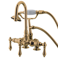 Thumbnail for Kingston Brass CC13T2 Vintage 3-3/8-Inch Deck Mount Tub Faucet with Hand Shower, Polished Brass - BNGBath