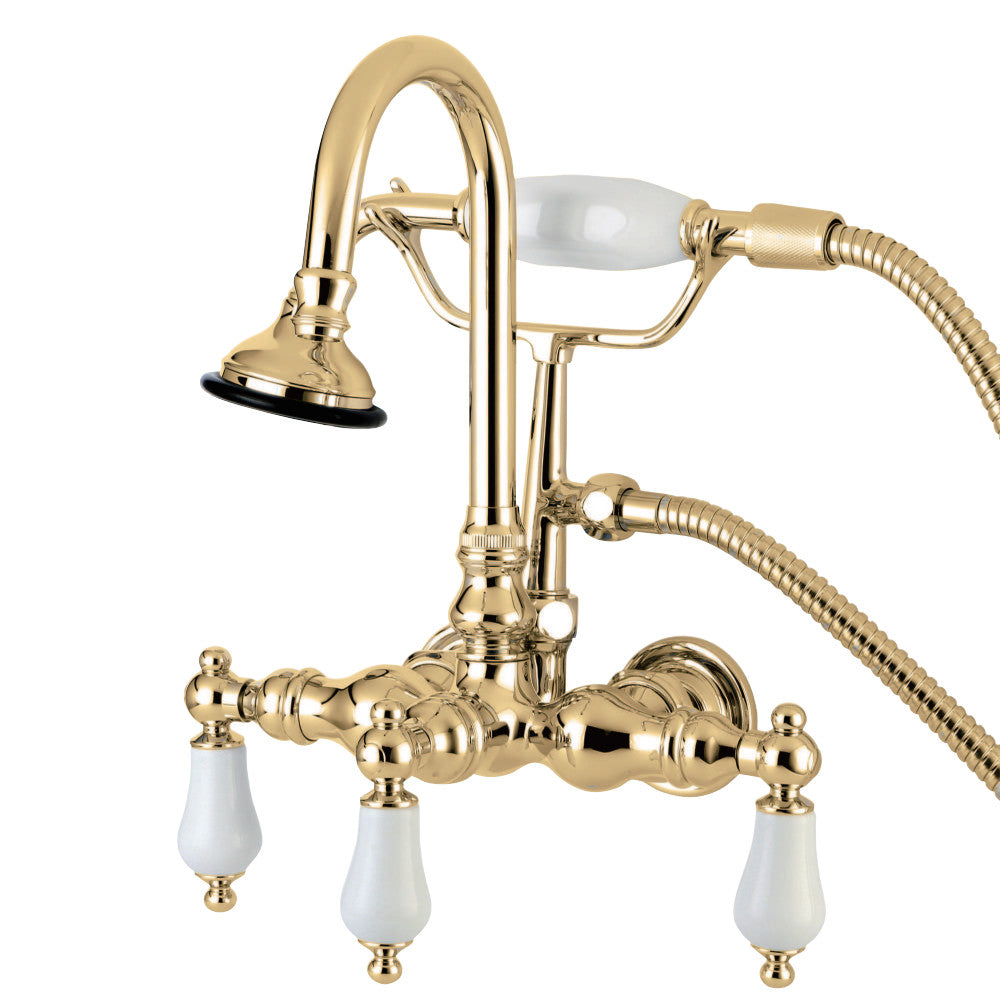 Kingston Brass AE11T2 Aqua Vintage Wall Mount Clawfoot Tub Faucet, Polished Brass - BNGBath