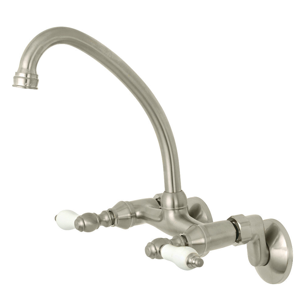 Kingston Brass KS514SN Kingston Two Handle Wall Mount Kitchen Faucet, Brushed Nickel - BNGBath