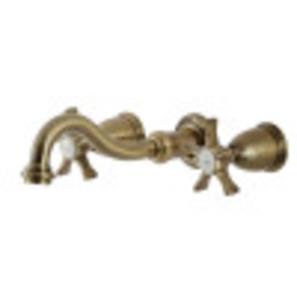 Kingston Brass KS3123NX Hamilton Two-Handle Wall Mount Bathroom Faucet, Antique Brass - BNGBath