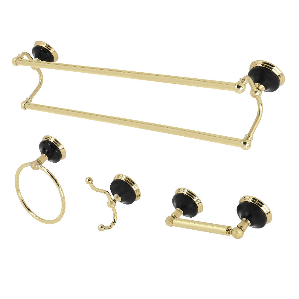 Kingston Brass BAK9113478PB Water Onyx 4-Piece Bathroom Accessory Set, Polished Brass - BNGBath