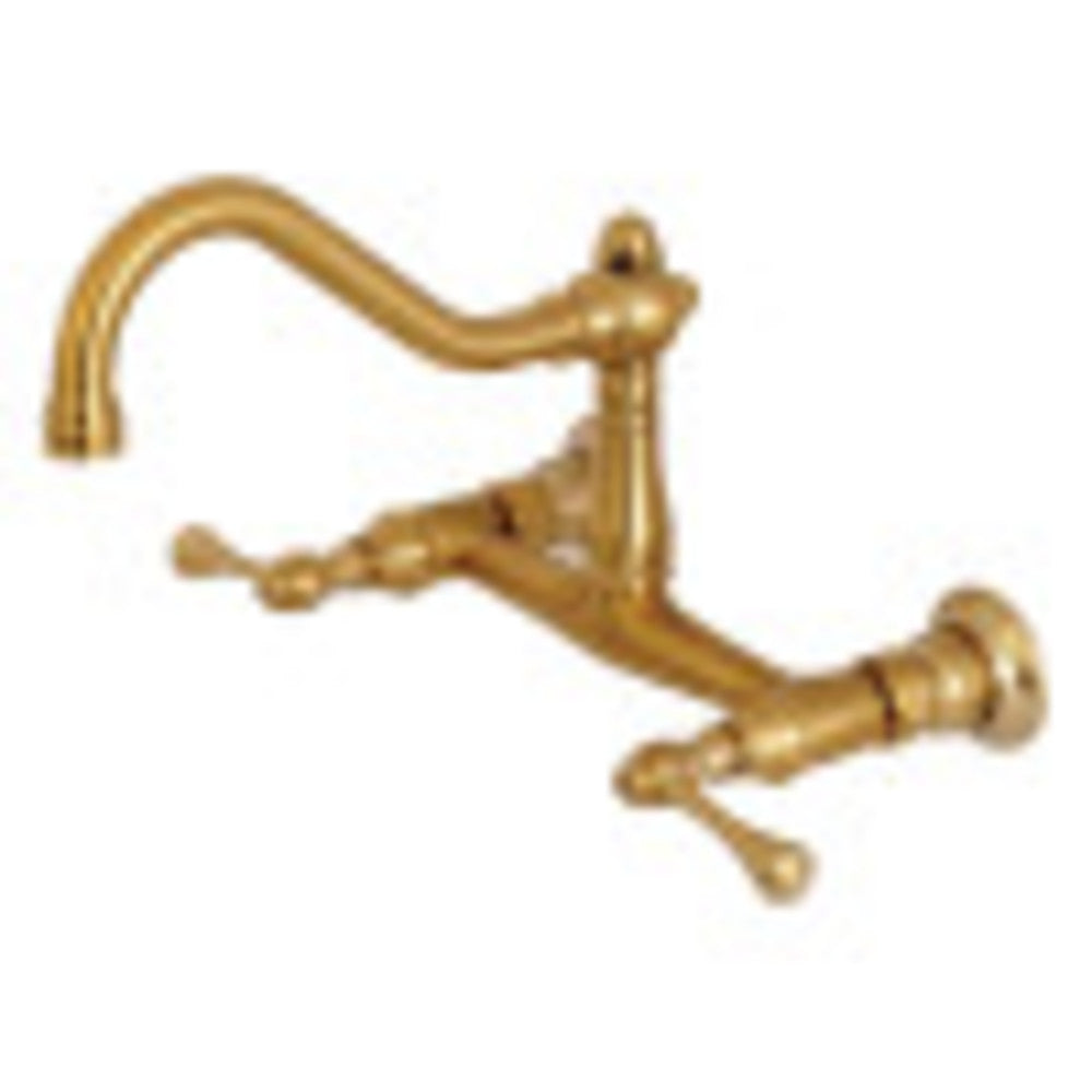 Kingston Brass KS3247BL 8" Center Wall Mount Bathroom Faucet, Brushed Brass - BNGBath