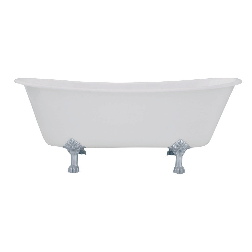 Aqua Eden VCTND6728NH1 67-Inch Cast Iron Double Slipper Clawfoot Tub (No Faucet Drillings), White/Polished Chrome - BNGBath