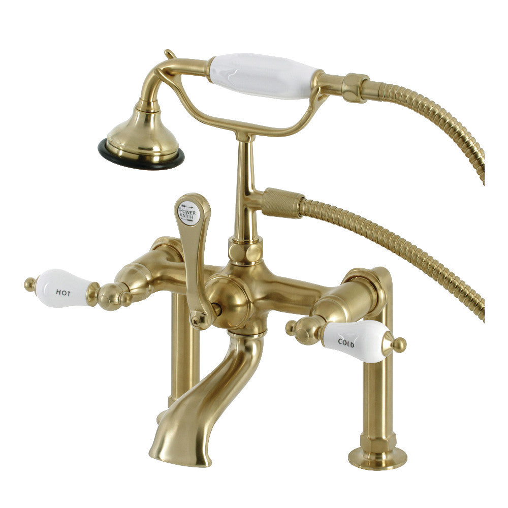 Kingston Brass AE107T7 Auqa Vintage Deck Mount Clawfoot Tub Faucet, Brushed Brass - BNGBath