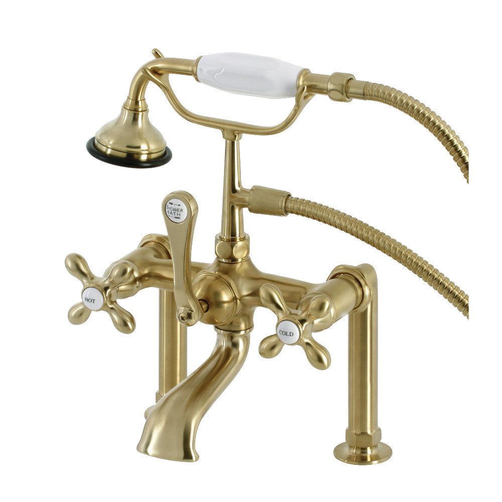 Kingston Brass AE109T7 Auqa Vintage Deck Mount Clawfoot Tub Faucet, Brushed Brass - BNGBath