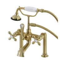 Thumbnail for Kingston Brass AE109T7 Auqa Vintage Deck Mount Clawfoot Tub Faucet, Brushed Brass - BNGBath