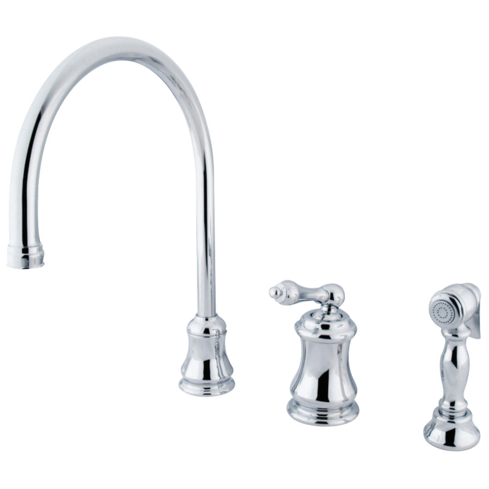 Kingston Brass KS3811ALBS Widespread Kitchen Faucet, Polished Chrome - BNGBath